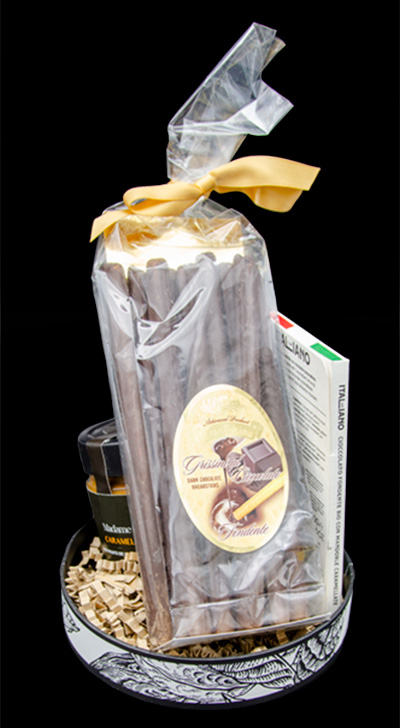 Min coffret grissini au chocolat, tablette de chocolat et caramel