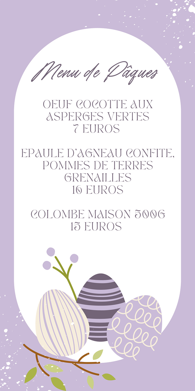Menu de PAQUES 2024