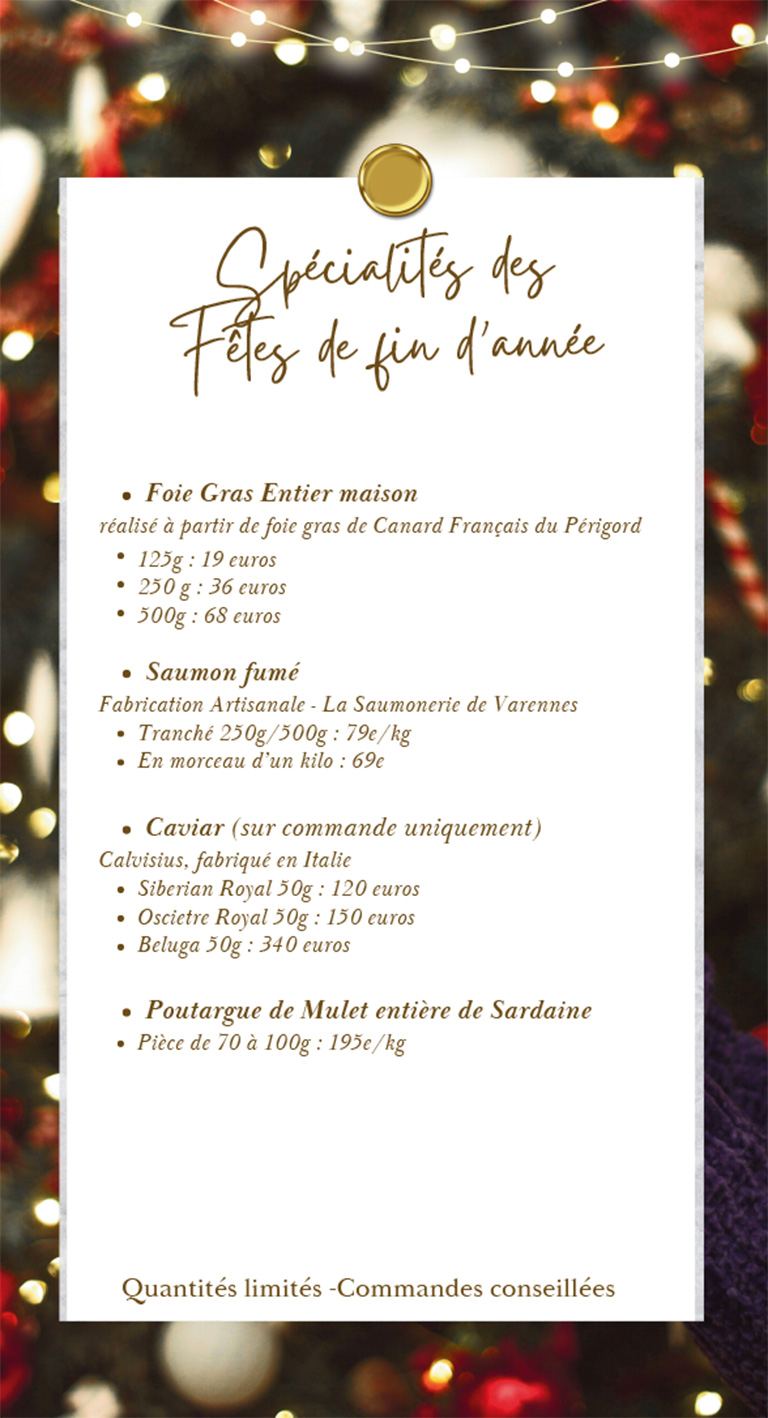 Spécialités des fetes de fin d'année